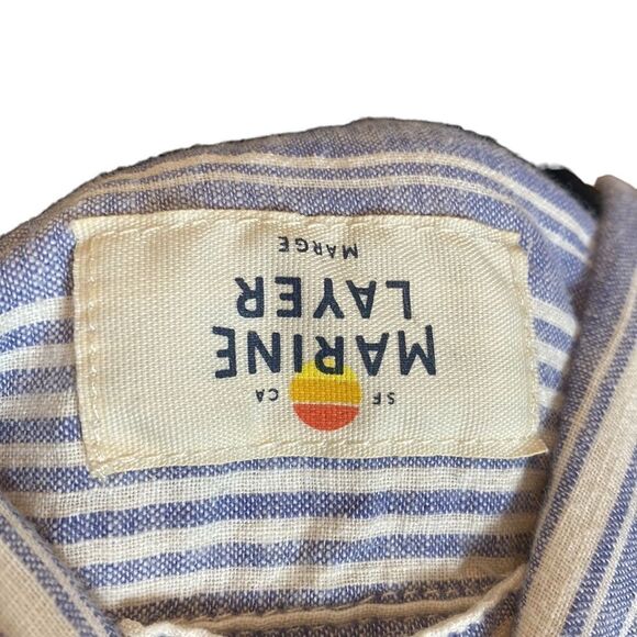 Marine layer men’s marge striped blouse cotton blue/white - Picture 5 of 5